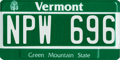 VT license plate NPW696