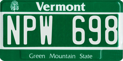 VT license plate NPW698