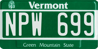 VT license plate NPW699
