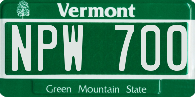 VT license plate NPW700