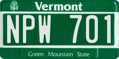 VT license plate NPW701