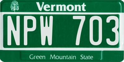 VT license plate NPW703