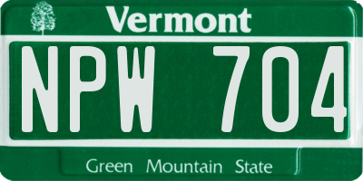 VT license plate NPW704