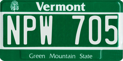 VT license plate NPW705