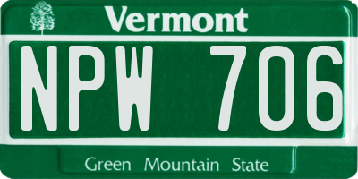 VT license plate NPW706