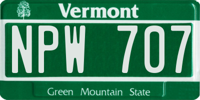 VT license plate NPW707