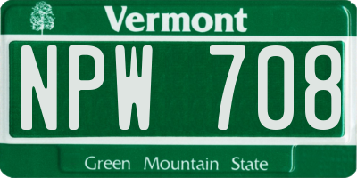 VT license plate NPW708