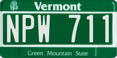 VT license plate NPW711