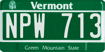 VT license plate NPW713