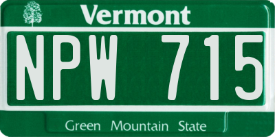 VT license plate NPW715