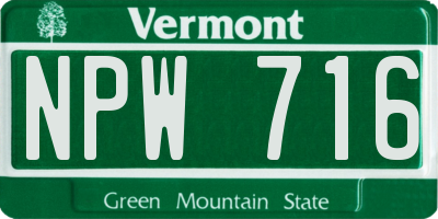 VT license plate NPW716