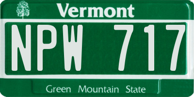 VT license plate NPW717