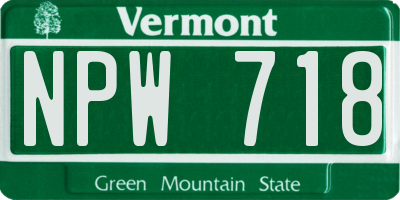 VT license plate NPW718