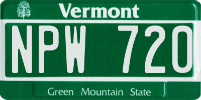 VT license plate NPW720