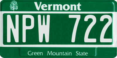 VT license plate NPW722