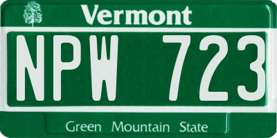 VT license plate NPW723