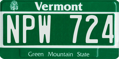 VT license plate NPW724
