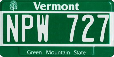 VT license plate NPW727