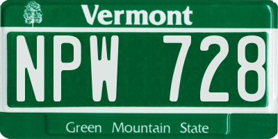 VT license plate NPW728