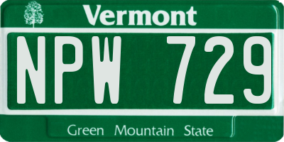 VT license plate NPW729