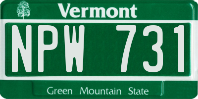 VT license plate NPW731