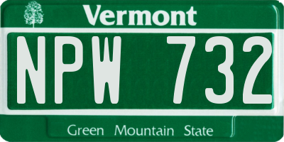VT license plate NPW732