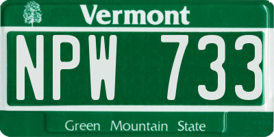 VT license plate NPW733