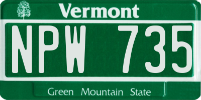 VT license plate NPW735