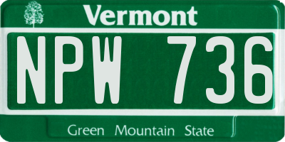 VT license plate NPW736