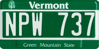 VT license plate NPW737