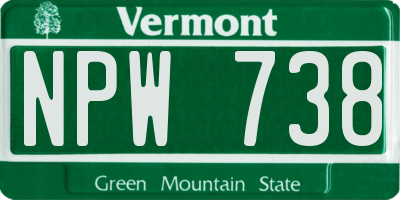 VT license plate NPW738