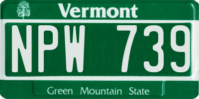 VT license plate NPW739