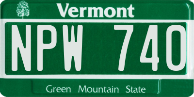 VT license plate NPW740