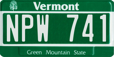 VT license plate NPW741