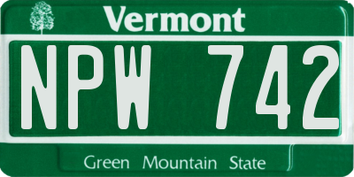 VT license plate NPW742