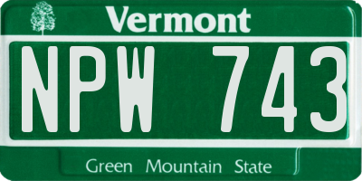 VT license plate NPW743