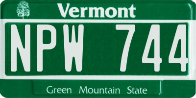 VT license plate NPW744