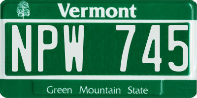 VT license plate NPW745