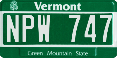 VT license plate NPW747