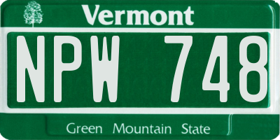 VT license plate NPW748