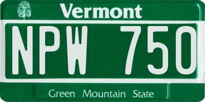 VT license plate NPW750