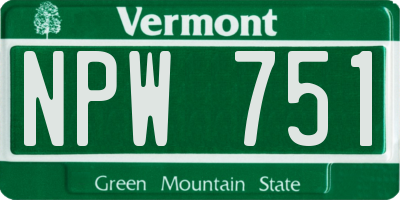 VT license plate NPW751