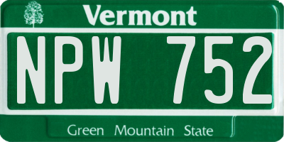VT license plate NPW752