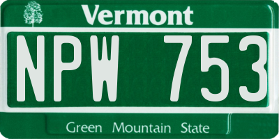 VT license plate NPW753