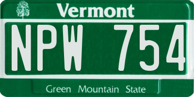 VT license plate NPW754