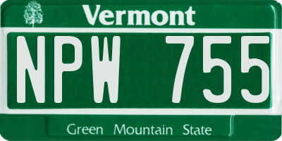 VT license plate NPW755