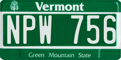 VT license plate NPW756