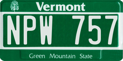 VT license plate NPW757