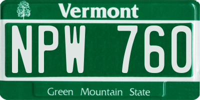 VT license plate NPW760