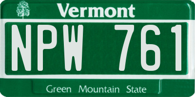 VT license plate NPW761